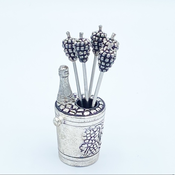 Vintage European Silver Plated Olive Cocktail Fork Set - Picture 2 of 10